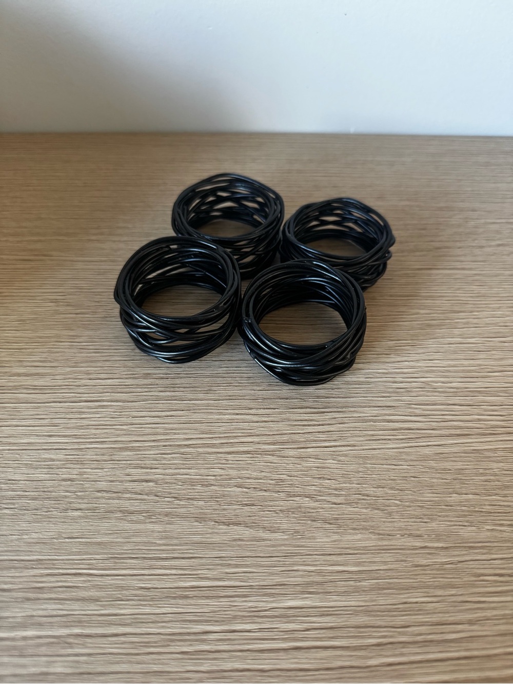 Set of Black Coil Napkin Rings - Pack of 4